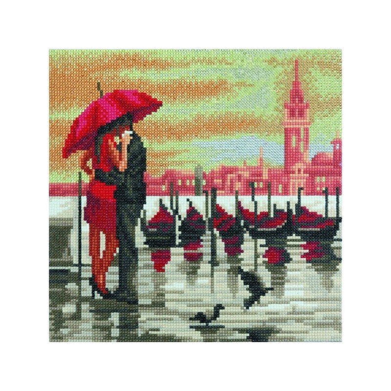 OZ - Loisirs créatifs - Crystal Art - Kit tableau broderie diamant 30x30cm - Venise romantique