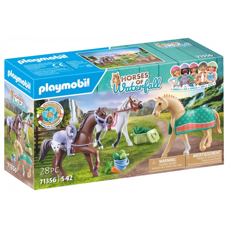 Playmobil - 71356 - Waterfall - 3 chevaux Morgan, Quarter Horse et Shagya