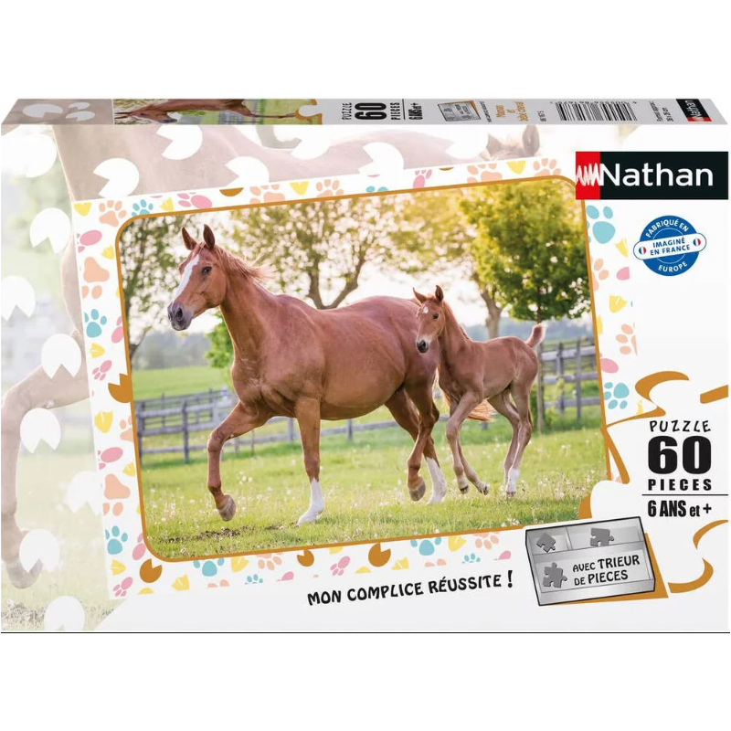 Nathan - Puzzle 60 pièces - Maman et bébé cheval