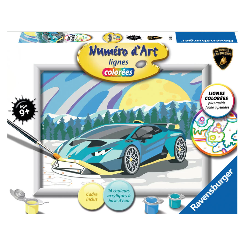 Ravensburger - Numéro d'art - 18x24cm - Lamborghini bleue