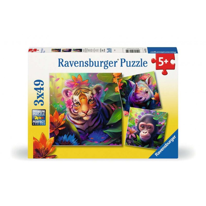 Ravensburger - Puzzles 3x49 pièces - Les bébés de la jungle