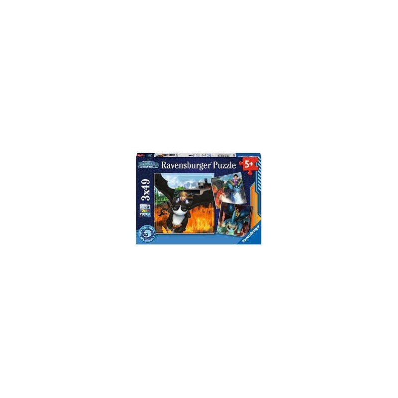 Ravensburger - Puzzles 3x49 pièces - Dragons : les neuf royaumes