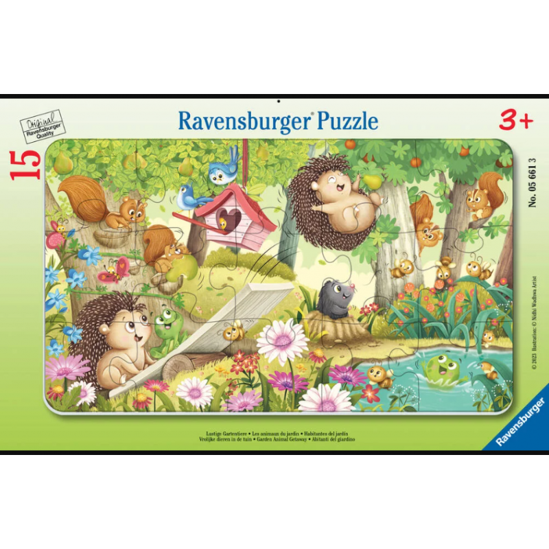 Ravensburger - Puzzle cadre 15 pièces - Les animaux du jardin