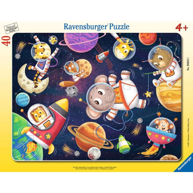 Ravensburger - Puzzle cadre 40 pièces - Les animaux dans l'espace