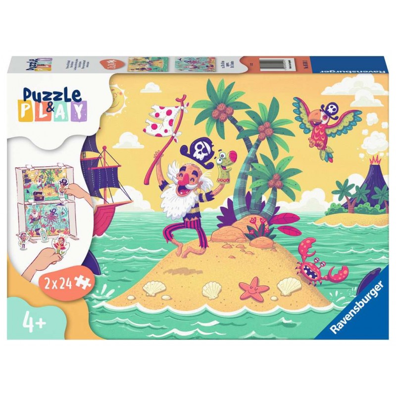 Ravensburger - Puzzle & Play - 2x24 pièces - La chasse au trésor des pirates