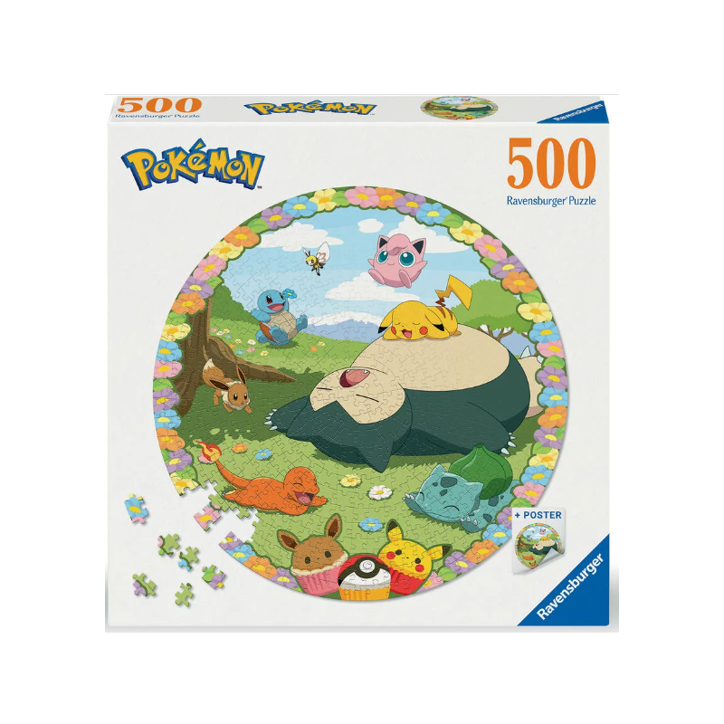 Ravensburger - Puzzle rond 500 pièces - Pokémon en fleurs