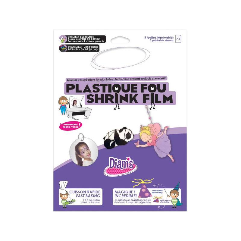 OZ - Loisirs créatifs - Plastique fou DIAM'S 5 feuilles - Blanc imprimable recto verso