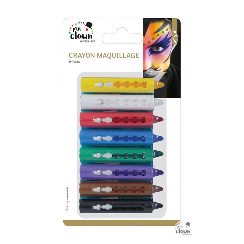 P'tit Clown - Déguisement et fête - Crayons maquillage - lot de 8