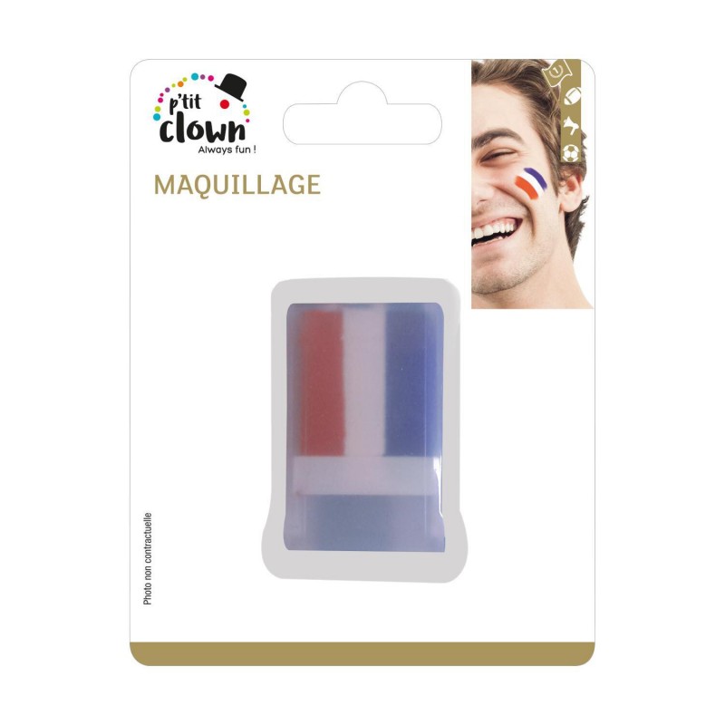 P'tit Clown - Déguisement et fête - Stick maquillage - bleu, blanc, rouge