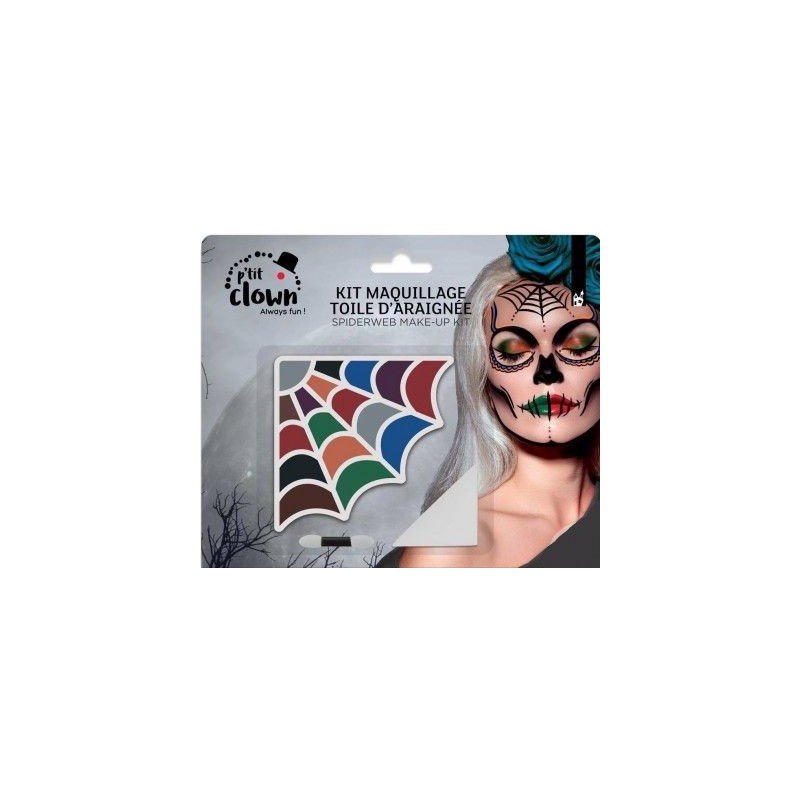 P'tit Clown - Déguisement et fête - Kit maquillage toile d'araignée 9 couleurs