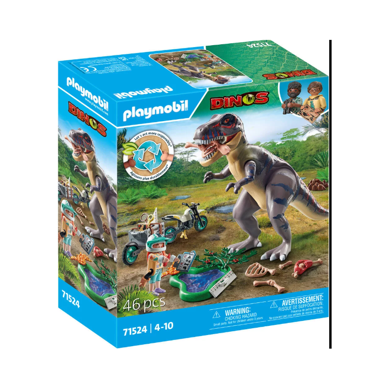 Playmobil - 71524 - Dinos - Explorateurs avec moto et Tyrannosaure