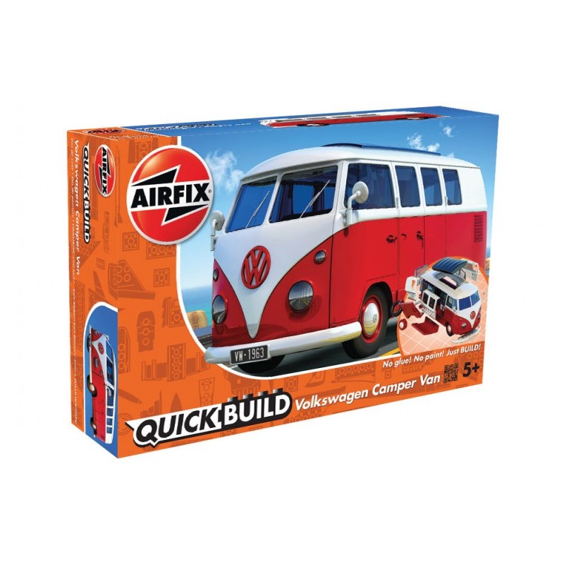 Airfix - Maquette de voiture - QuickBuild - VolksWagen Camper bully rouge