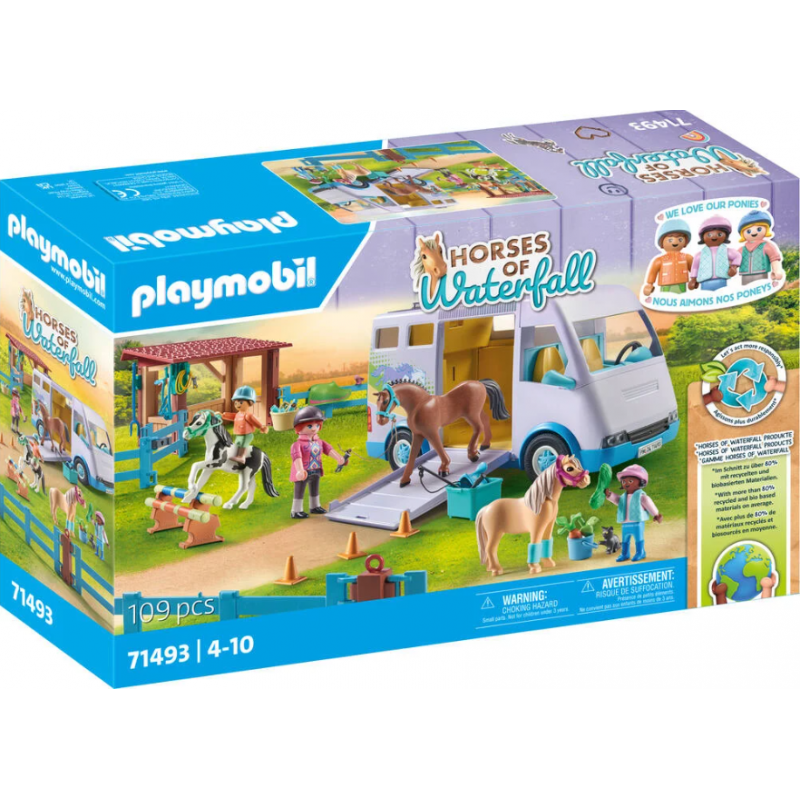 Playmobil - 71493 - Waterfall - Van pour cheval et poneys avec enclors