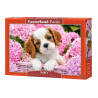 Castorland - Puzzle 500 pièces - Chiots en fleurs roses