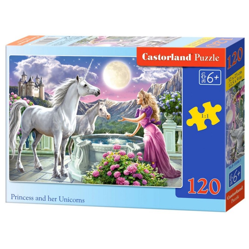 Castorland - Puzzle 120 pièces - Princesse et ses licornes