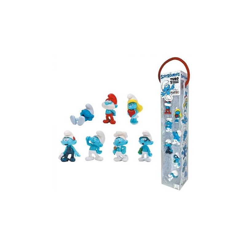 Plastoy - Figurine - 70392 - Tubo de 7 figurines Schtroumpfs