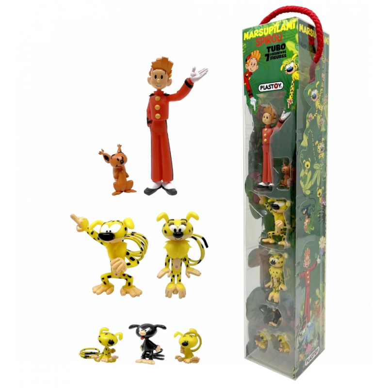 Plastoy - Figurine - 70389 - Spirou, Marsupilami et Spip - Tubo de 7 figurines