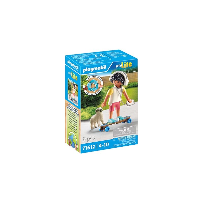 Playmobil - 71612 - MyLife - Adolescent avec skateboard et son chien