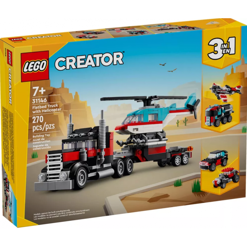 Lego - 31146 - Creator - Le camion remorque avec hélicoptère et 2 autres modèles