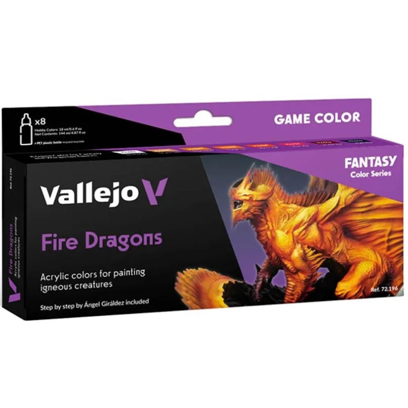 Vallejo - Coffret de peintures acryliques - Dragons de feu - 8 peintures