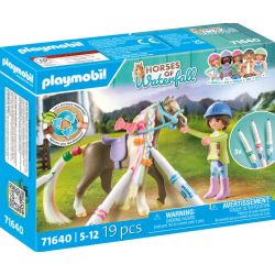 Playmobil - 71640 - Waterfall - Cavalière avec cheval et crinière à colorier