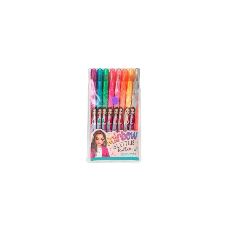 Depesche - Top Model - Blister de 8 stylos rainbow glitter roller