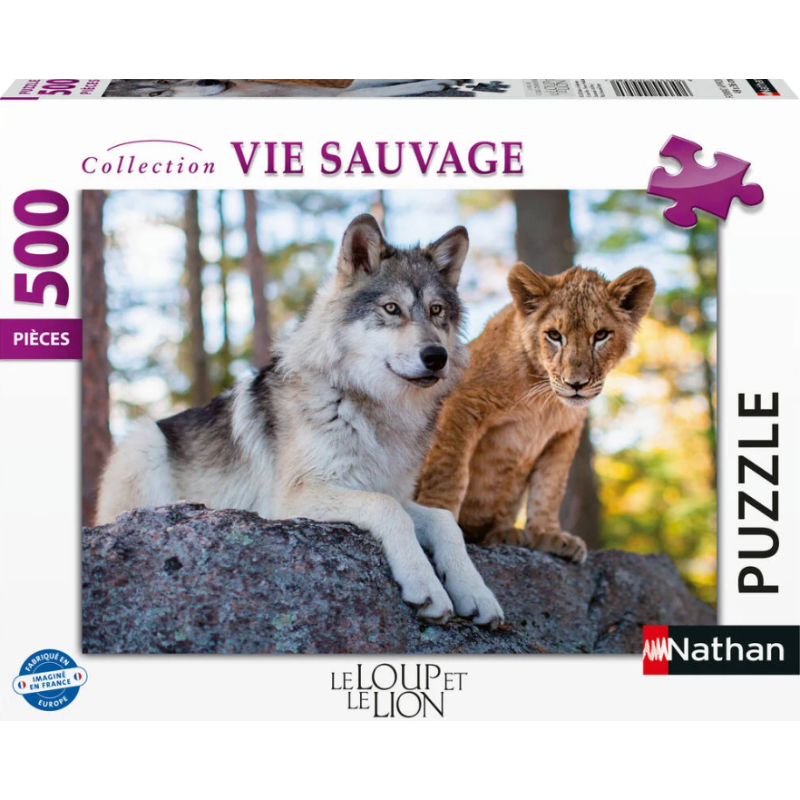 Nathan - Puzzle 500 pièces - Le loup et le lion