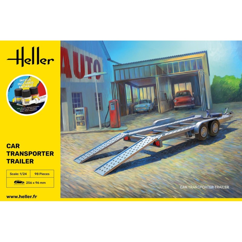 Heller - Maquette - Starter Kit - Car transporteur trailer