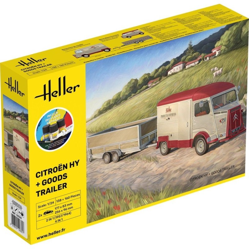 Heller - Maquette de voiture - Starter Kit - Citroen HY et remorque