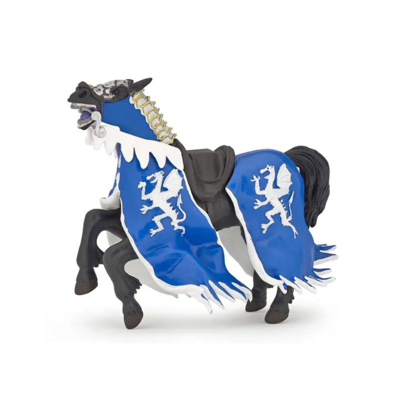 Papo - 39389 - Figurine - Cheval du roi au dragon bleu