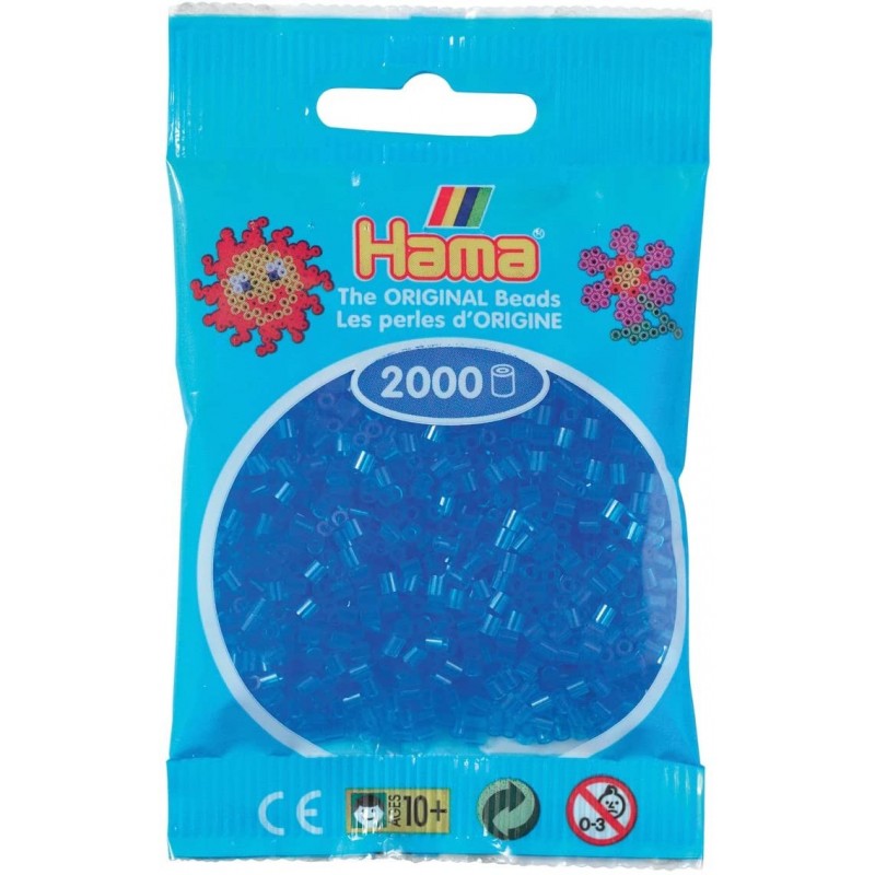 Hama - Perles - 501-15 - Taille Mini - Sachet 2000 perles bleu transparent