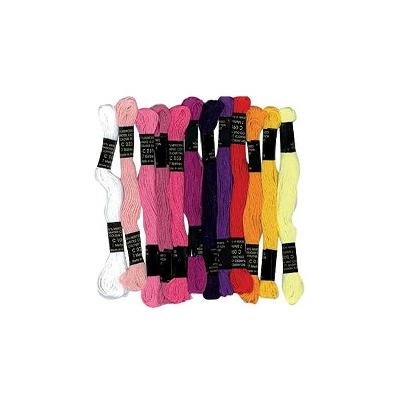 Lot de 12 échevettes de 7m à 6 brins en coton pour fabriquer des bracelets brésiliens, rose assortis