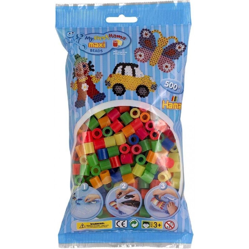 Hama - Perles - 8472 - Taille Maxi - Sachet Petit modèle 500 perles néon