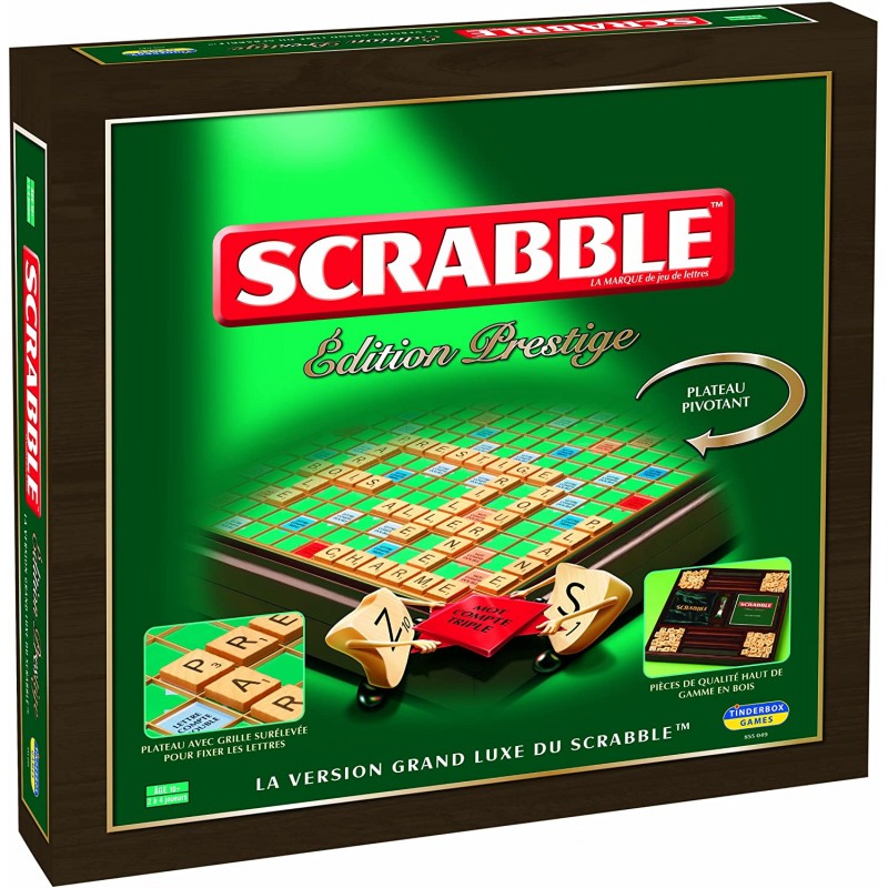 Jeu de société - Scrabble - Edition Prestige plateau en bois tournant