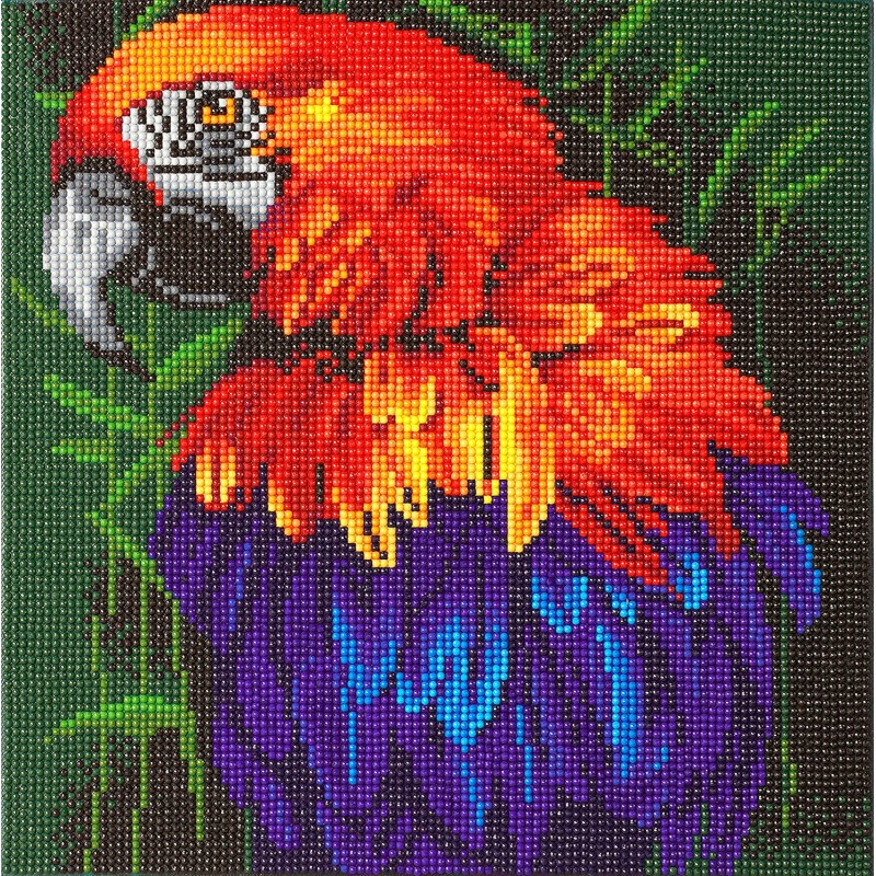 OZ - Loisirs créatifs - Crystal Art - Kit tableau broderie diamant 30x30cm Perroquet tropical