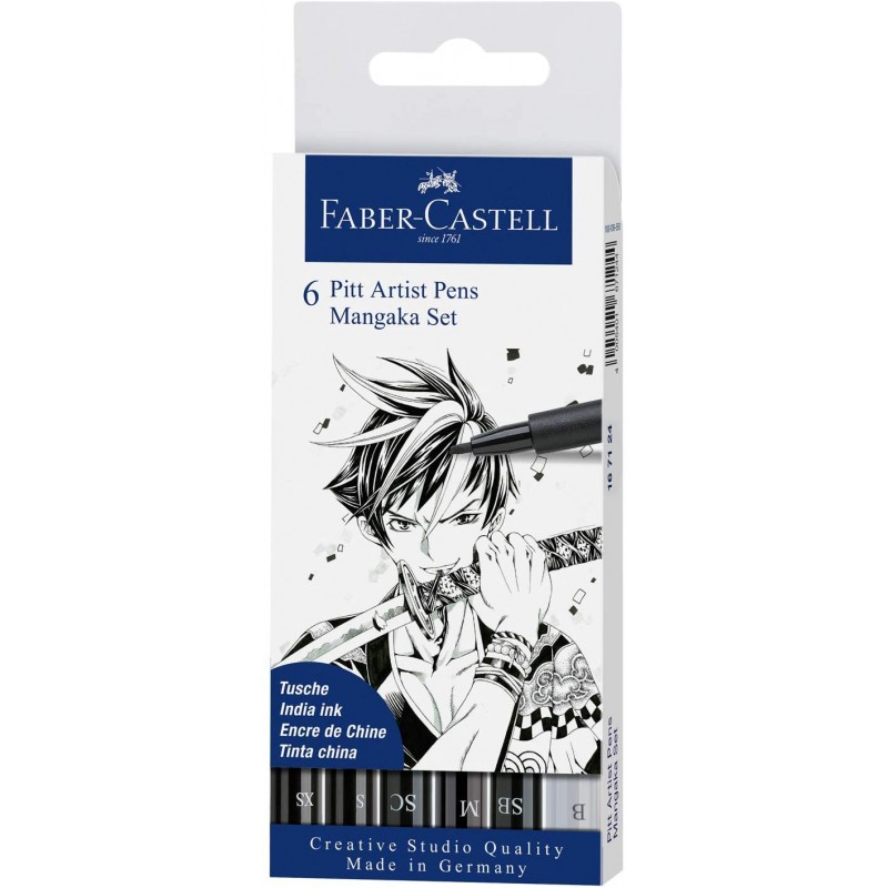 Faber-Castell - Beaux arts - Pochette de 6 feutres Pitt Artist - Mangaka