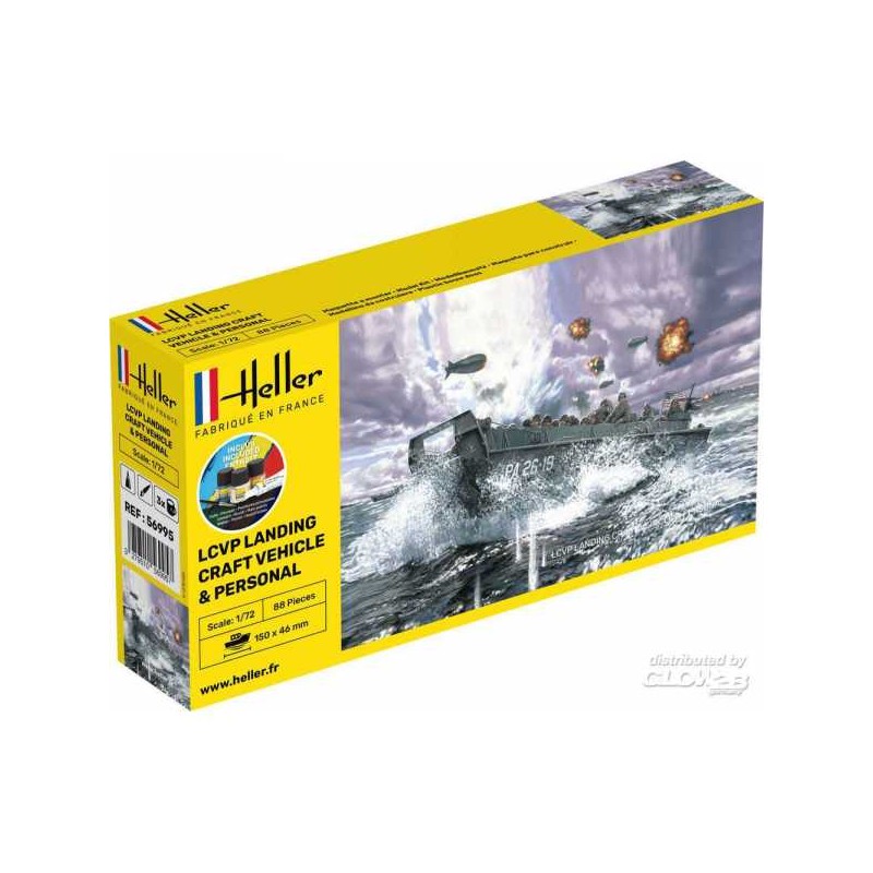 Heller - Maquette - Bateau - Starter Kit - LCVP Landing craft vehicule et personnel - 1:72