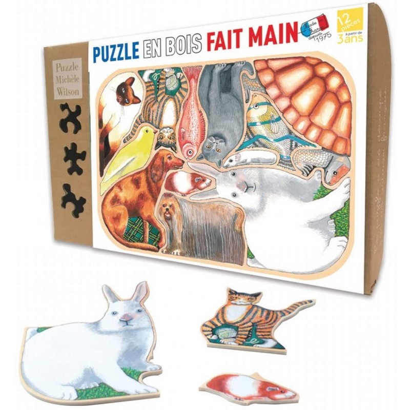 Michèle Wilson - Puzzle d'art en bois - 12 pièces - Animaux familiers en folie