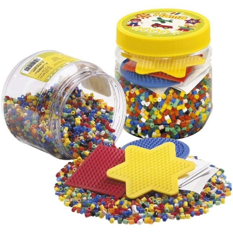 Hama - Perles - 2052 - Taille Midi - Pot jaune 4000 perles avec 3 plaques