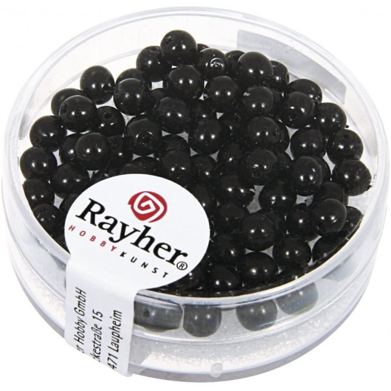 Rayher - Boîte de perles en verre - Renaissance - Noir - 4 mm - Environ 85 perles