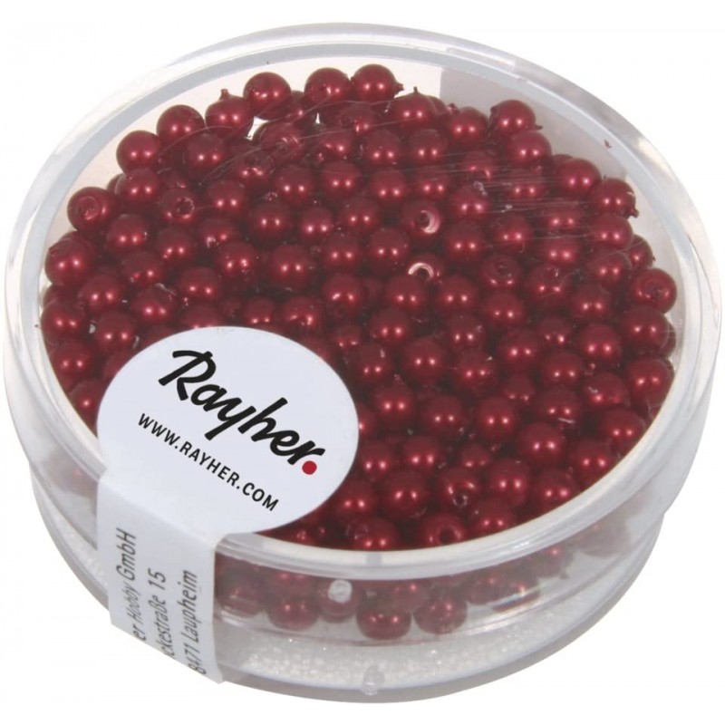 Rayher - Boîte de 360 perles de cire - Rouge - 3 mm