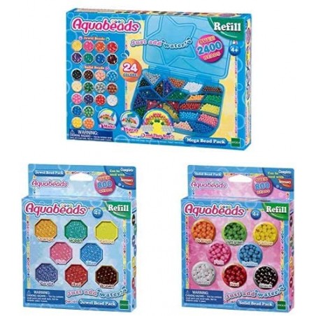 AQUABEADS - Mega Pack 2400 Perles - 24 couleurs - Enfant - Garantie 2 ans