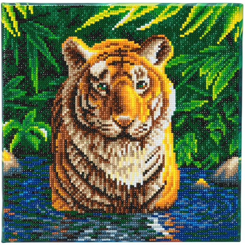 OZ - Loisirs créatifs - Crystal Art - Kit tableau broderie diamant 30x30cm Tigre