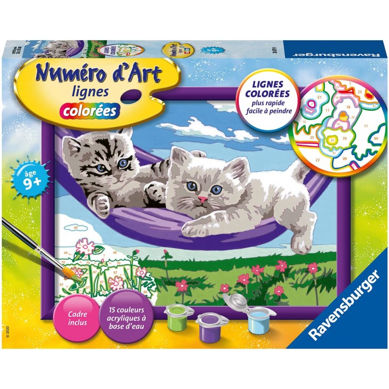 Ravensburger - Numéro d'art - 18x24cm - Chaton dans le hamac