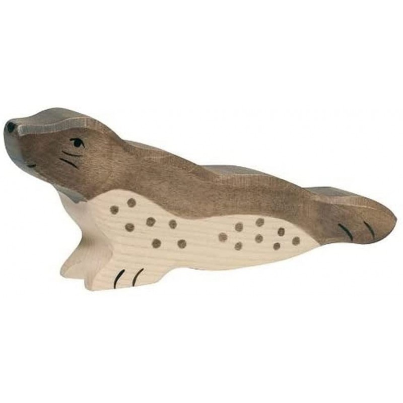 Holztiger - Figurine animal en bois - Phoque tête haute