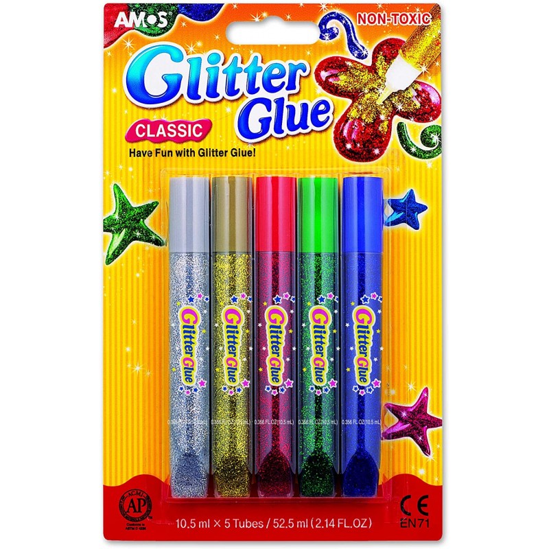 Graine Créative - Loisirs créatifs - Glitter Glue - Blister de 5 Crayons colle pailletés - Couleurs